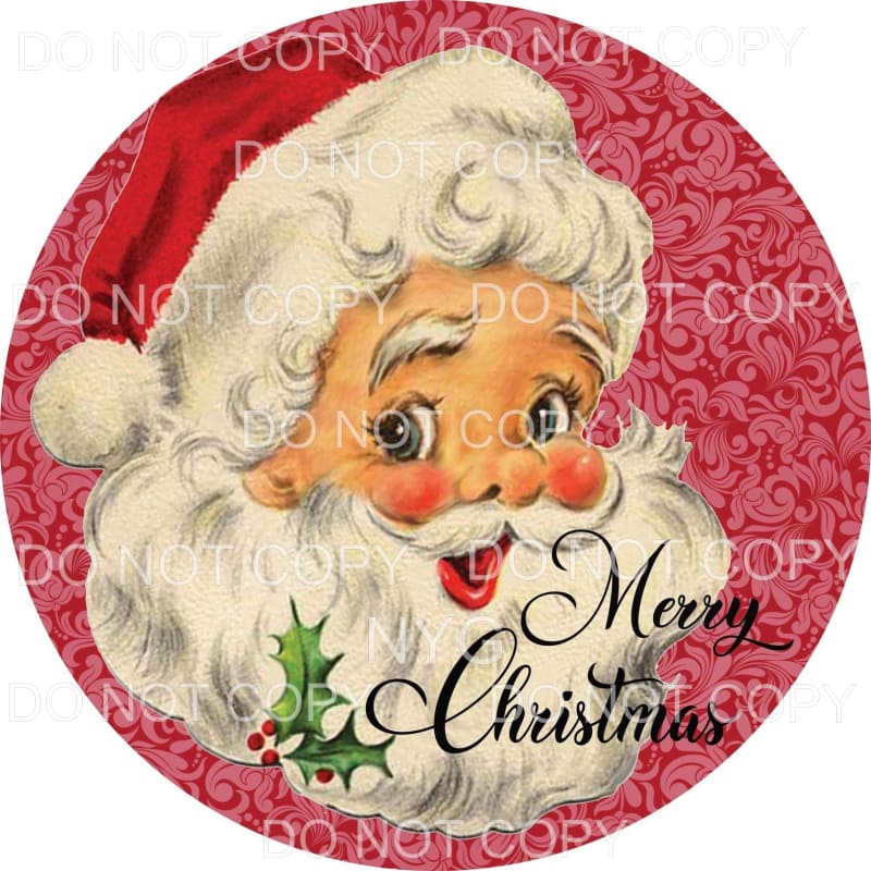 Merry Christmas Vintage Santa Red Print Background Circle 