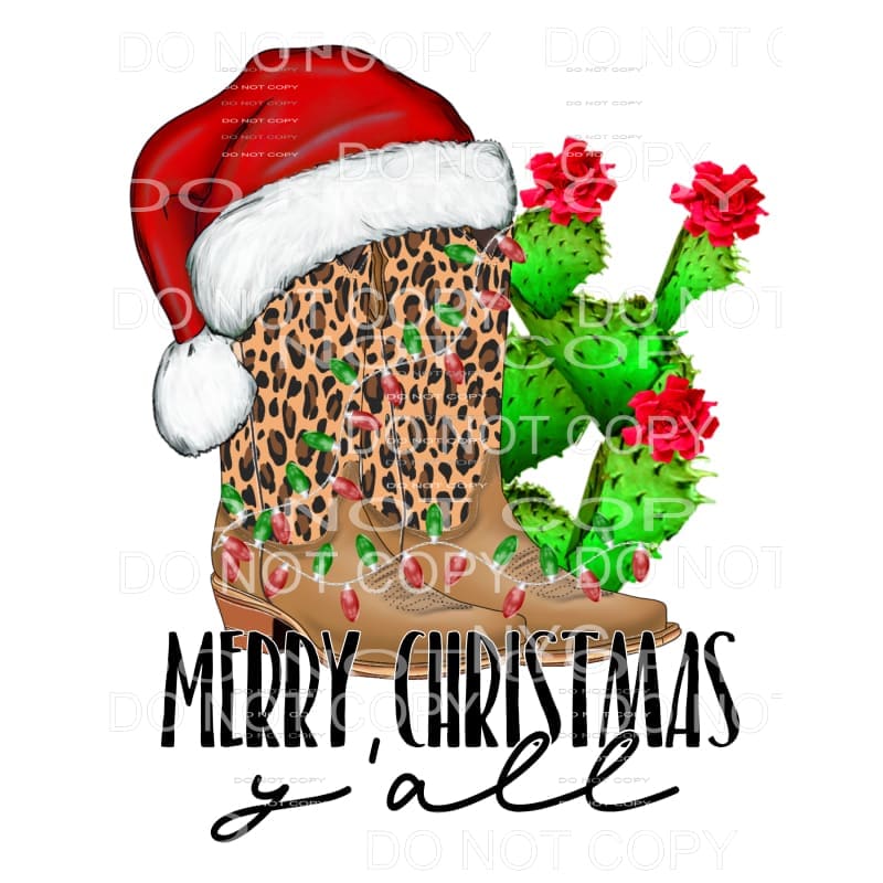 Merry Christmas Yall Boot # 9607 Sublimation transfers - 