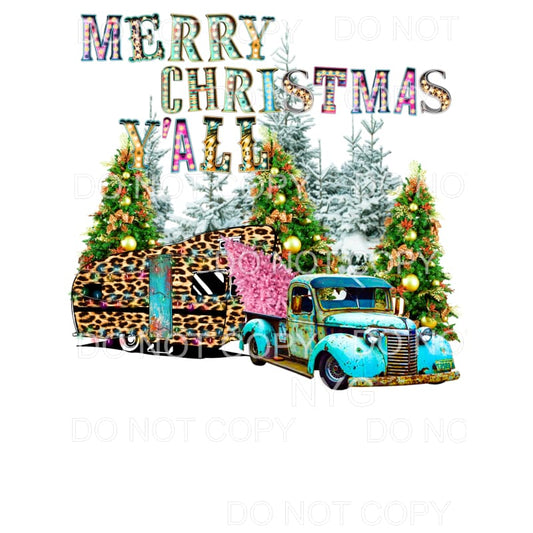 Merry Christmas Yall Truck camper # 17 Sublimation transfers