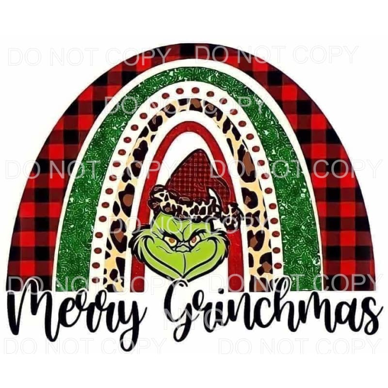 Merry Grinchmas Rainbow The Grinch Red Plaid Green Glitter 