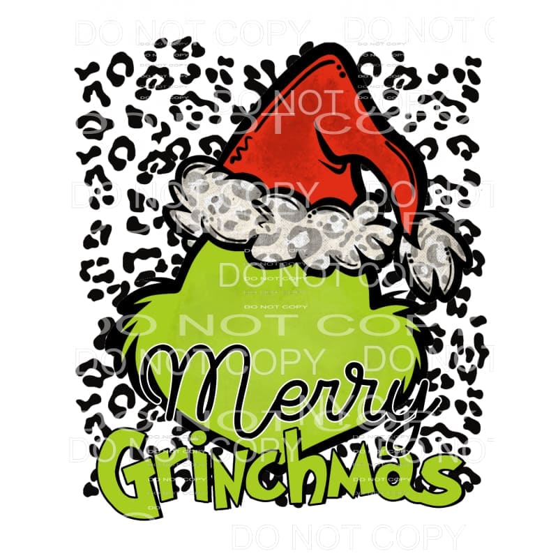 Merry Grinchmas Santa Hat Leopard Grinch Sublimation 