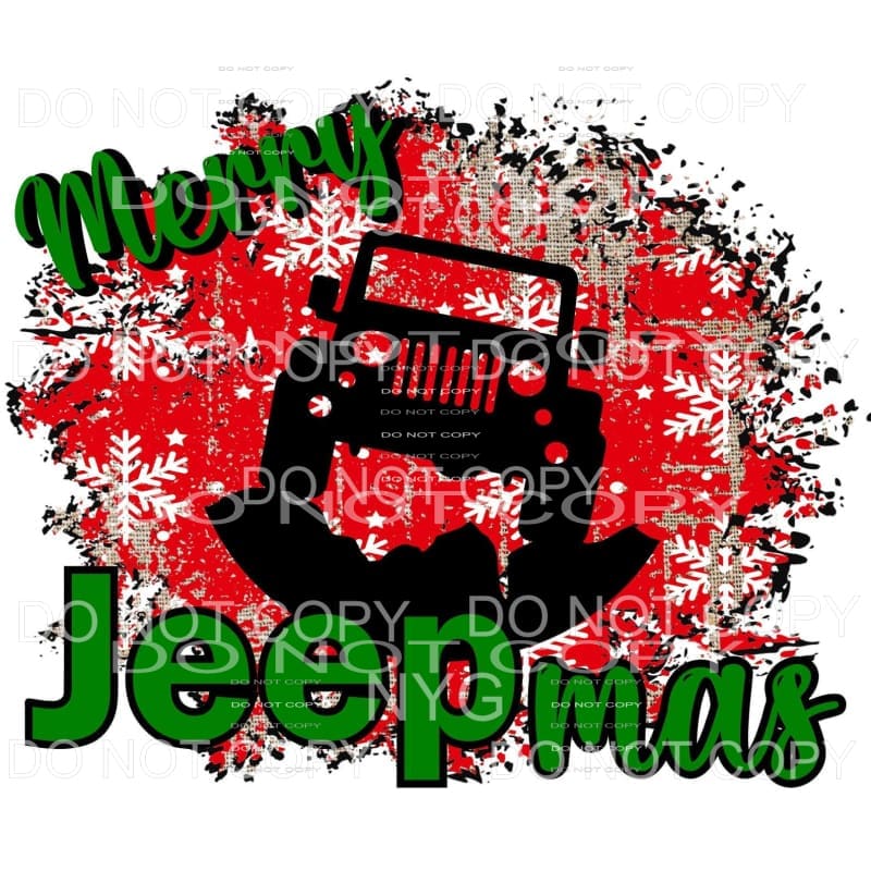 Merry Jeepmas Christmas Red Snowflakes Distressed #1882 