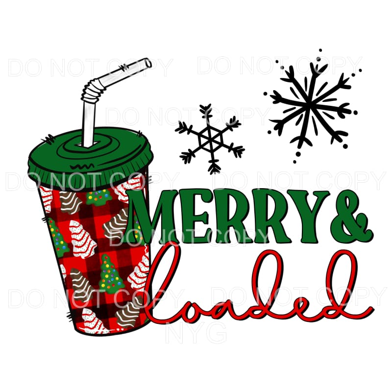 Merry & Loaded Tea Tumbler Christmas Tree Snack Cakes Red 