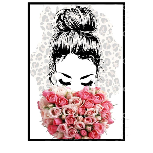 messy bun flowers # 8076 Sublimation transfers - Heat