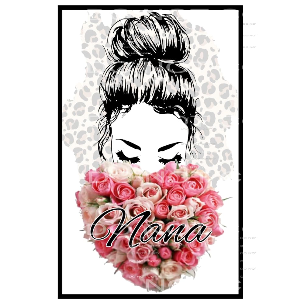 messy bun flowers mom nana etc # 8077 names in drop down
