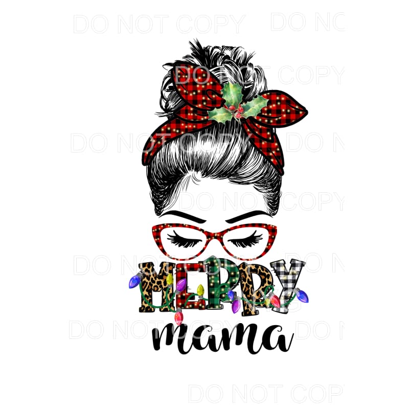 Messy bun Merry Mama Christmas # 7063 Sublimation transfers 