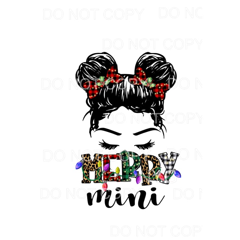 Messy bun Merry mini Christmas # 7065 Sublimation transfers 