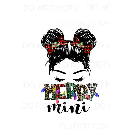 Messy bun Merry mini Christmas # 7065 Sublimation transfers 