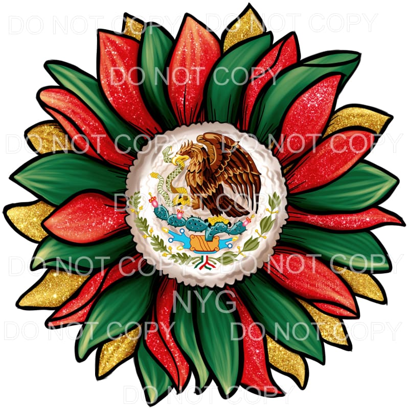 Mexican Flag Sunflower Green Red Gold Glitter #2100 