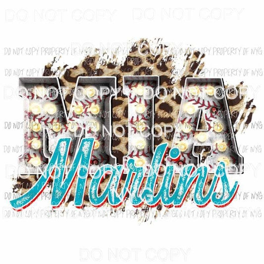 MIA Marlins baseball marquee Miami leopard Sublimation transfers Heat Transfer