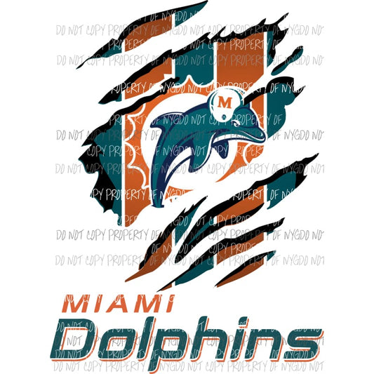 Miami Dolphins #2 ripped design Sublimation transfers Heat Transfer