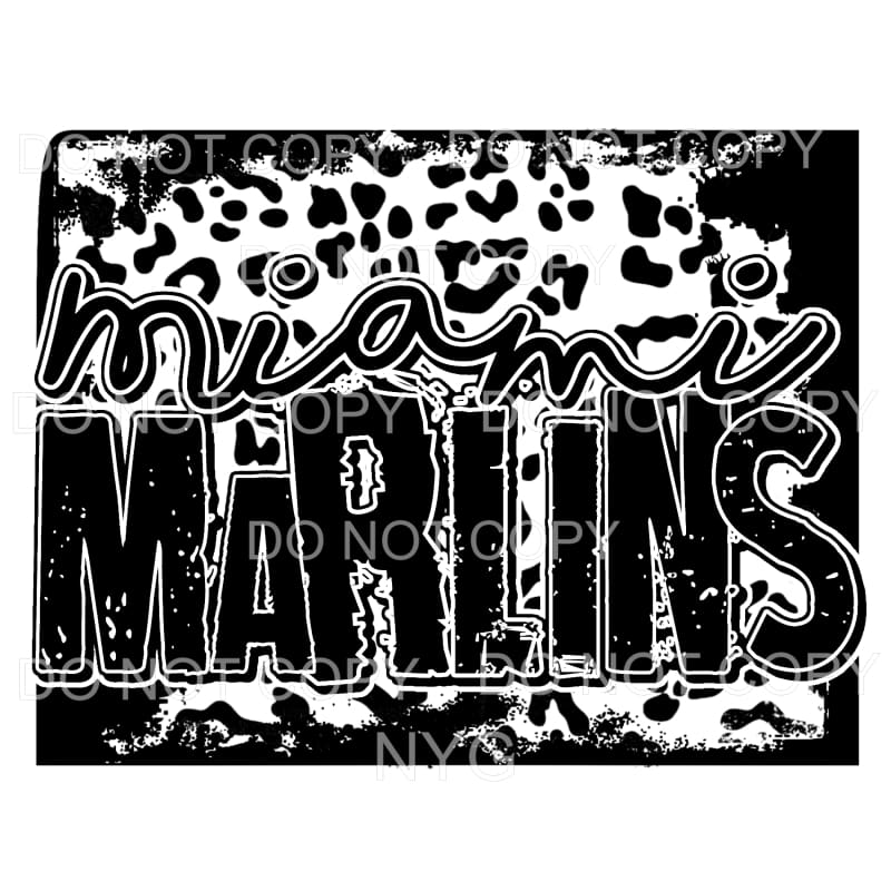 Miami Marlins Baseball Black Leopard Sublimation transfers -