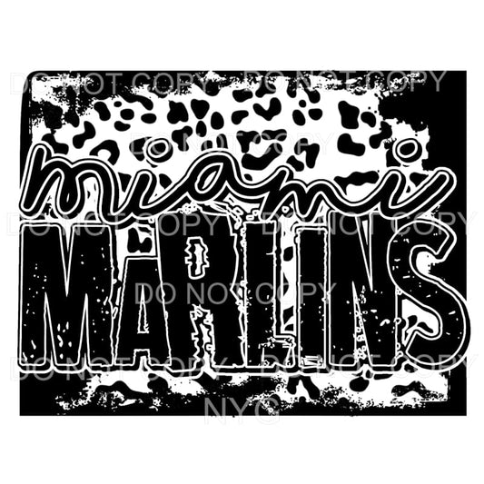 Miami Marlins Baseball Black Leopard Sublimation transfers -