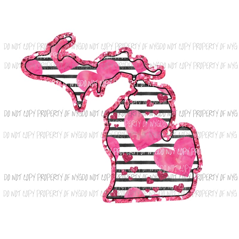 Michigan pink hearts black stripes Sublimation transfers Heat Transfer