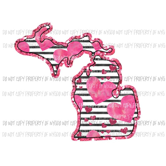 Michigan pink hearts black stripes Sublimation transfers Heat Transfer