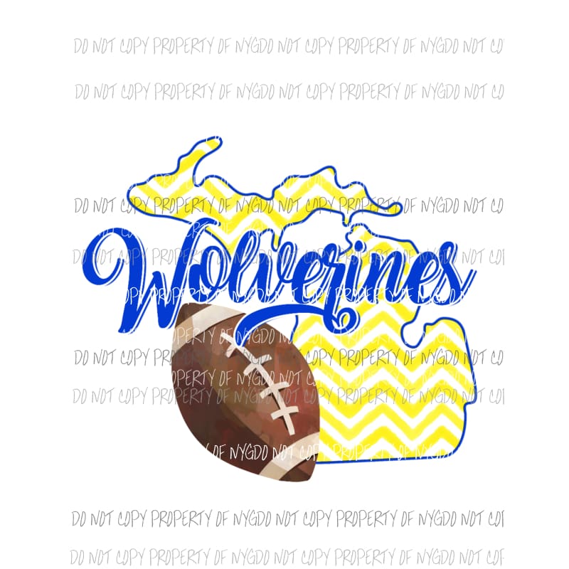 Michigan Wolverines football chevron state Sublimation transfers Heat Transfer