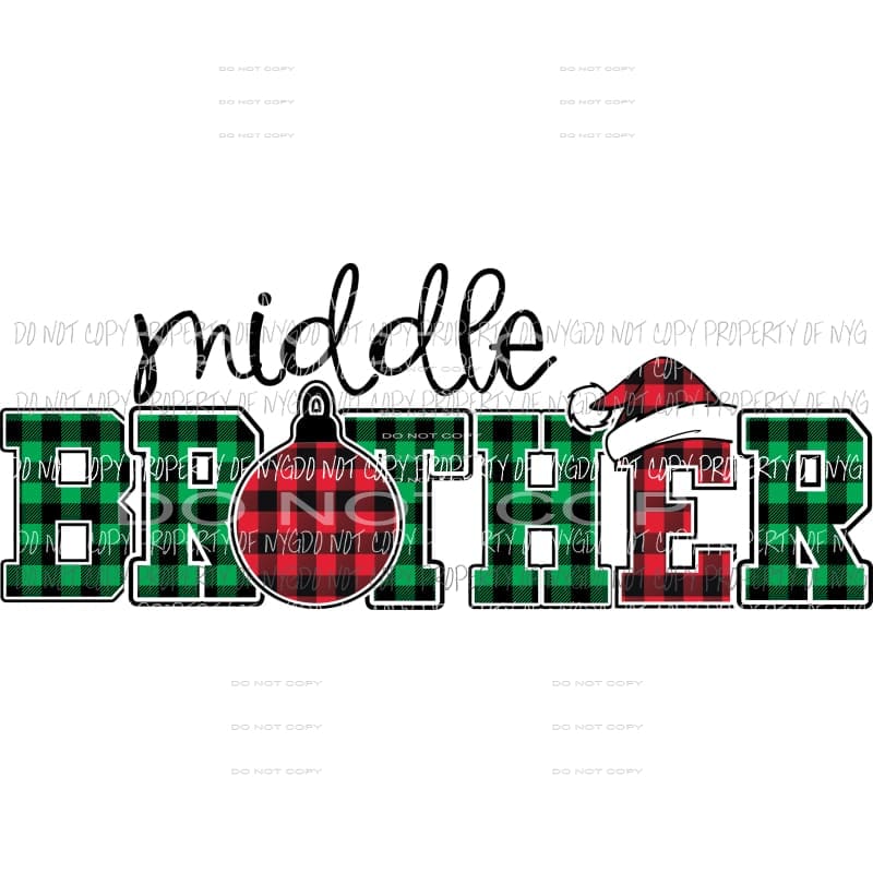 MIDDLE BROTHER buffalo plaid ornament santa hat Sublimation transfers Heat Transfer