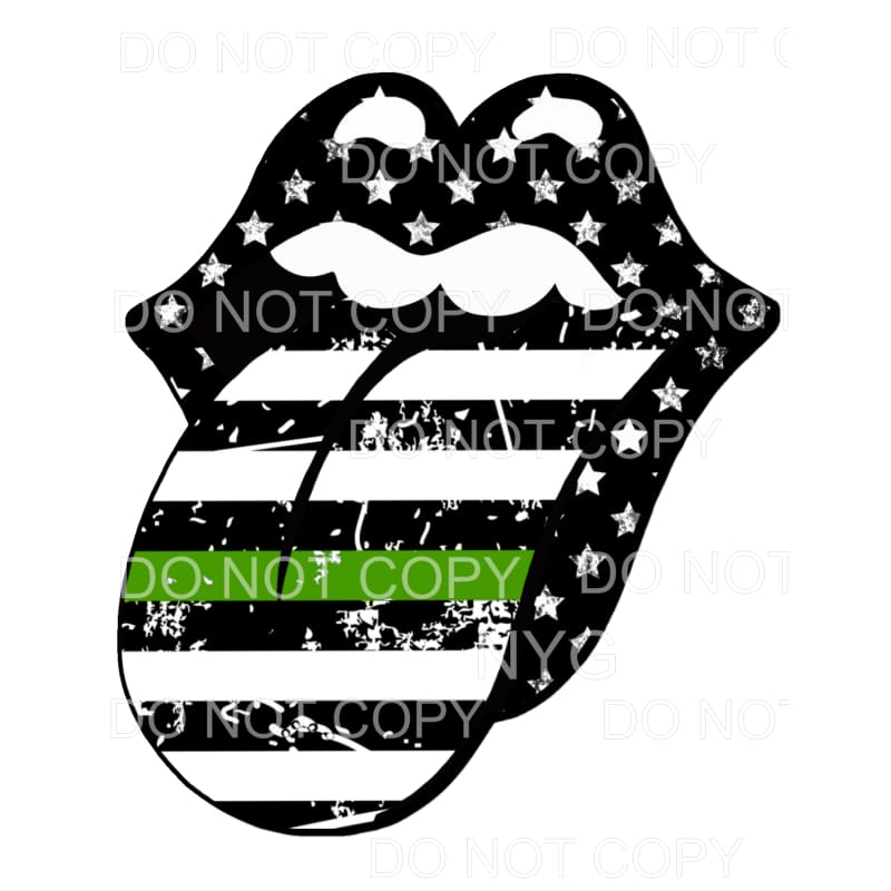Military Thin Green Line Rolling Stones Lips #2 Sublimation 