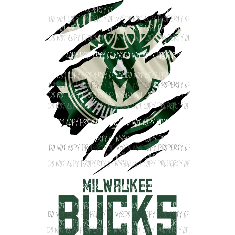 Milwaukee Bucks ripped design Sublimation transfers Heat Transfer