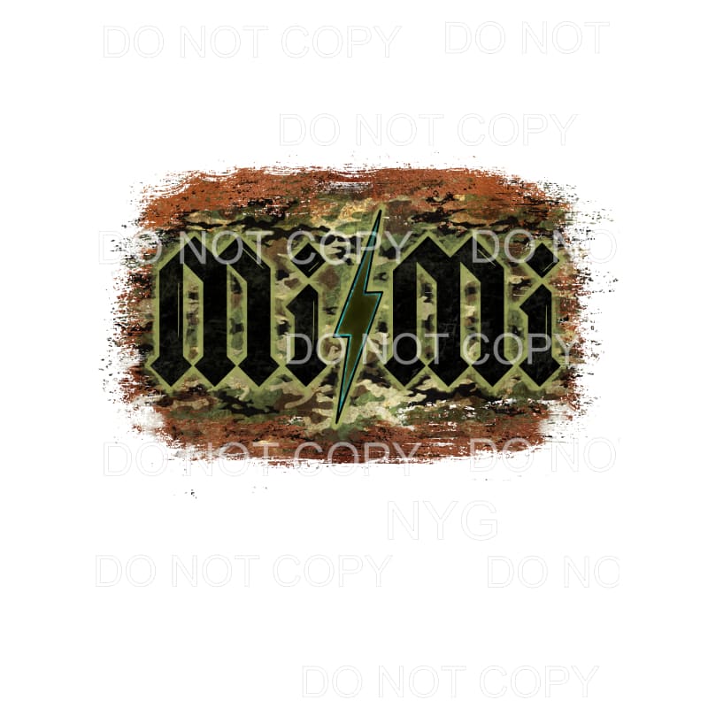 Mimi Lightning Bolt Camo Brown Distressed #254 Sublimation 