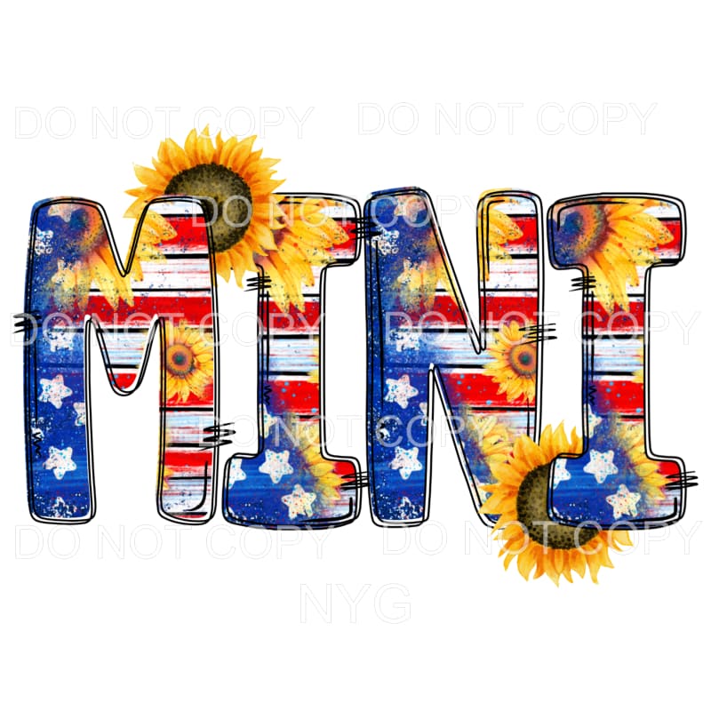 Mini Flag Sunflowers USA America Sublimation transfers - 