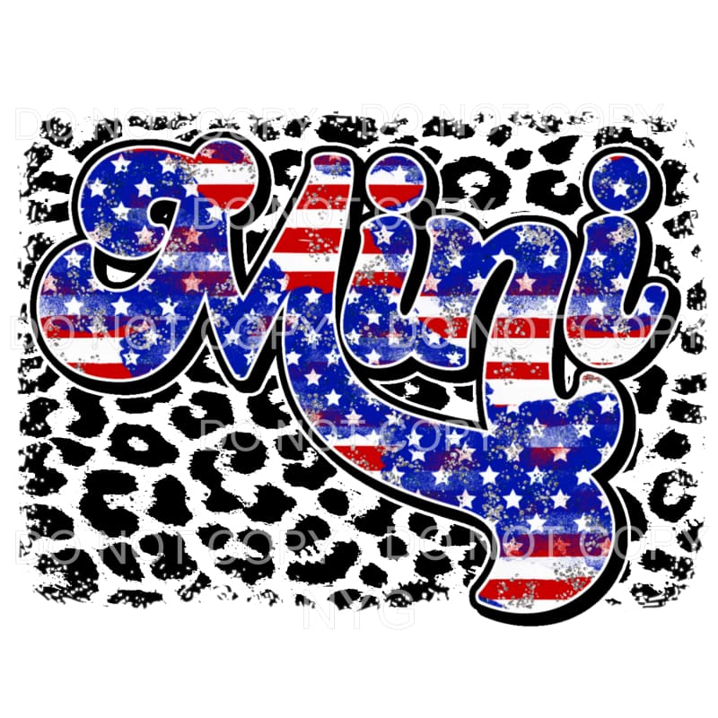 Mini Retro Red White Blue Leopard 4th of July USA America 