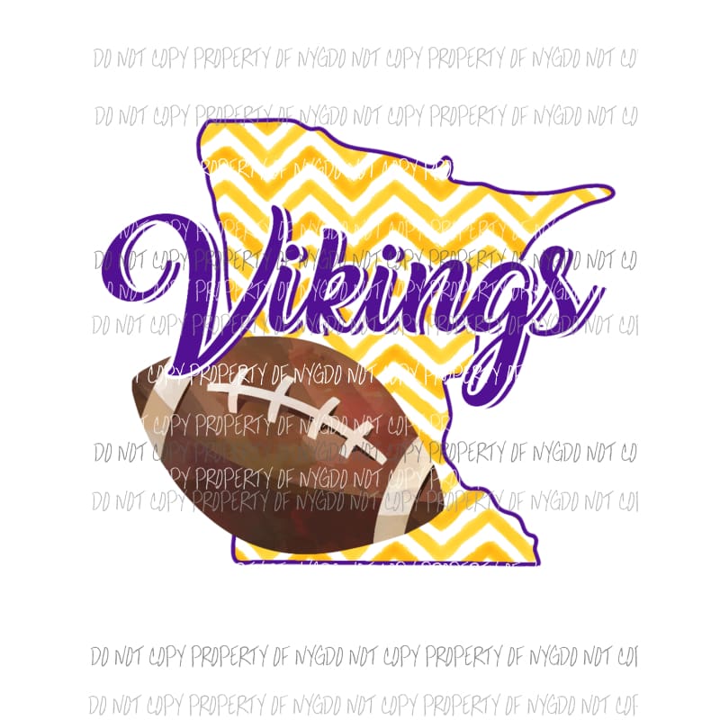 Minnesota Vikings football chevron state Sublimation transfers Heat Transfer