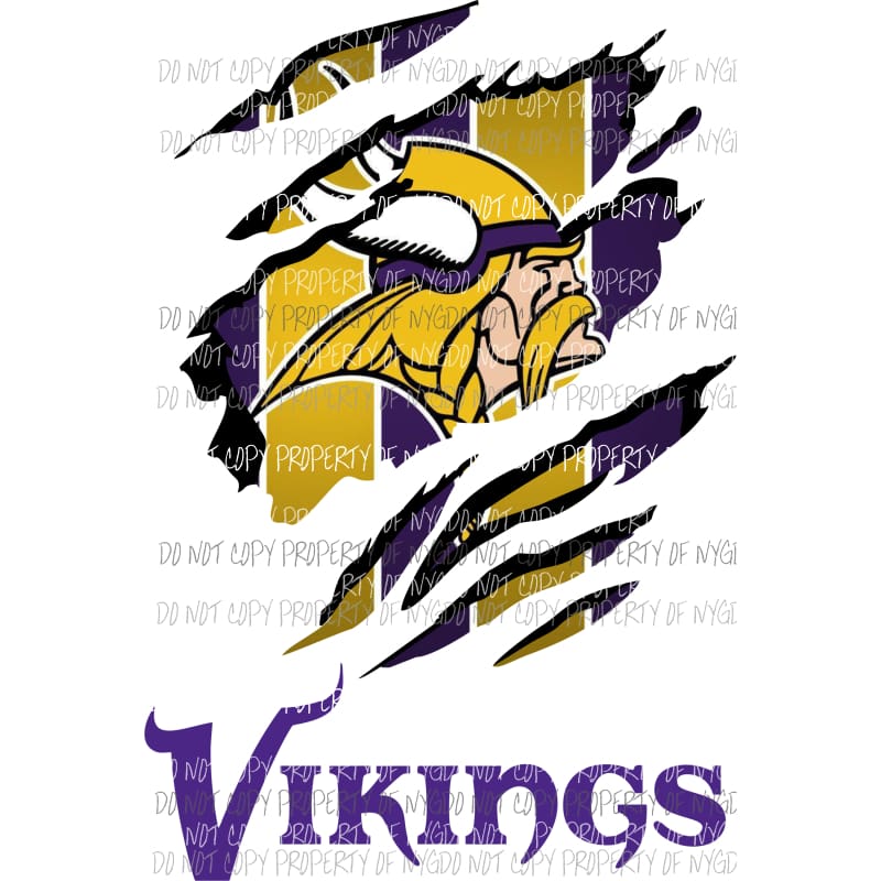Minnesota Vikings ripped design Sublimation transfers Heat Transfer