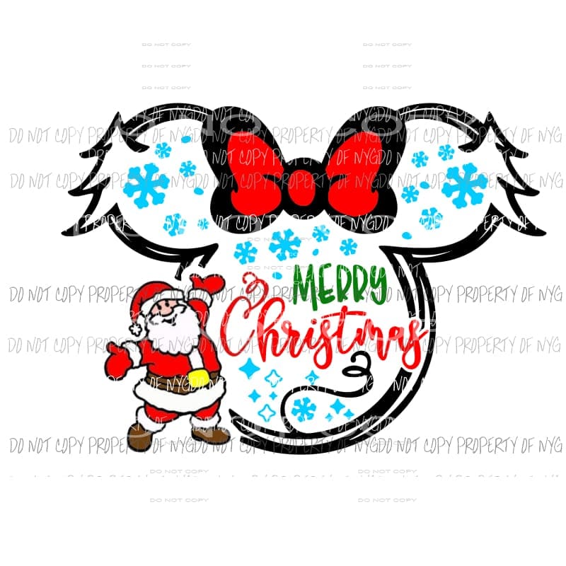 Minnie Mouse Christmas #1 Santa Sublimation transfers Heat Transfer