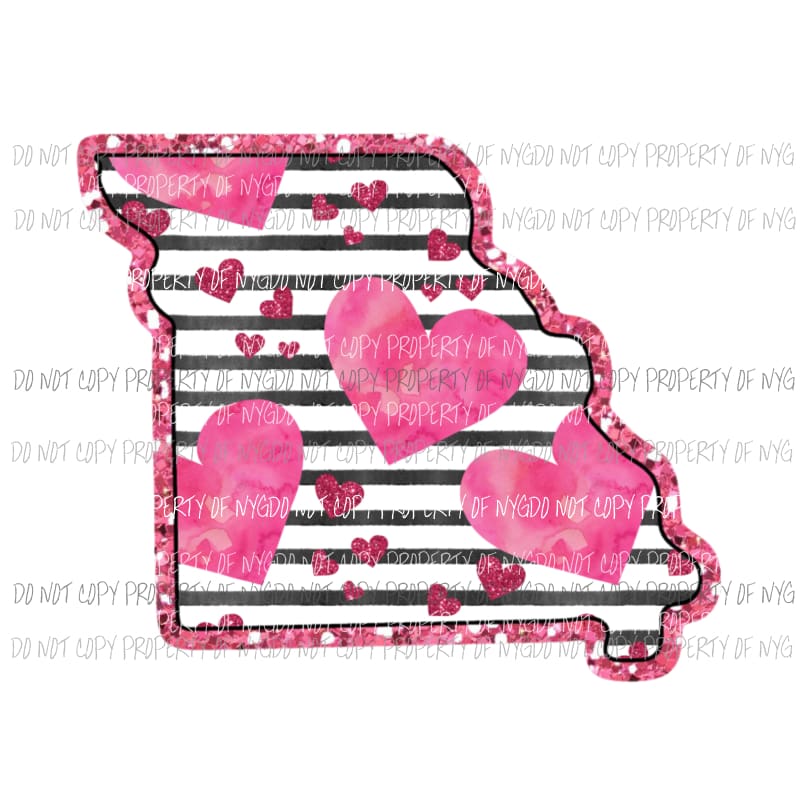 Missouri pink hearts black stripes Sublimation transfers Heat Transfer