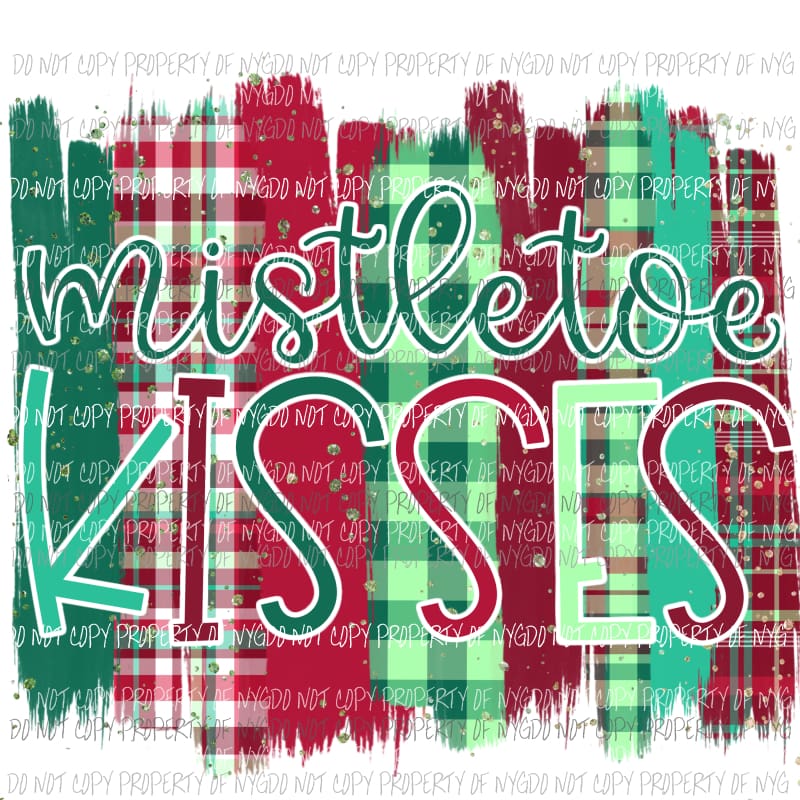 Mistletoe Kisses multi buffalo print green red brush strokes Sublimation transfers Heat Transfer