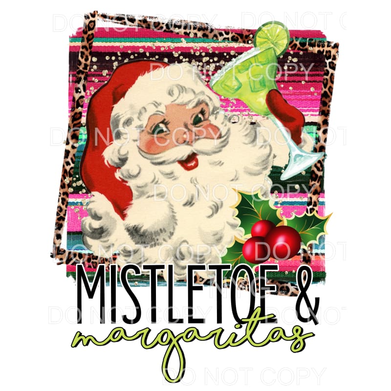 Mistletoe & Margaritas Santa Serape Leopard Framed 