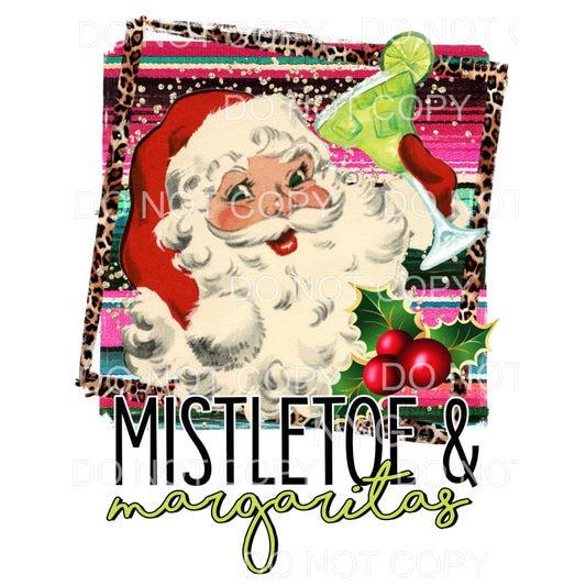 Mistletoe & Margaritas Santa Serape Leopard Framed 