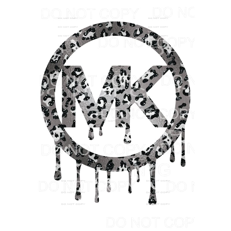 MK Gray Leopard Circle Drip Sublimation transfers - Heat 