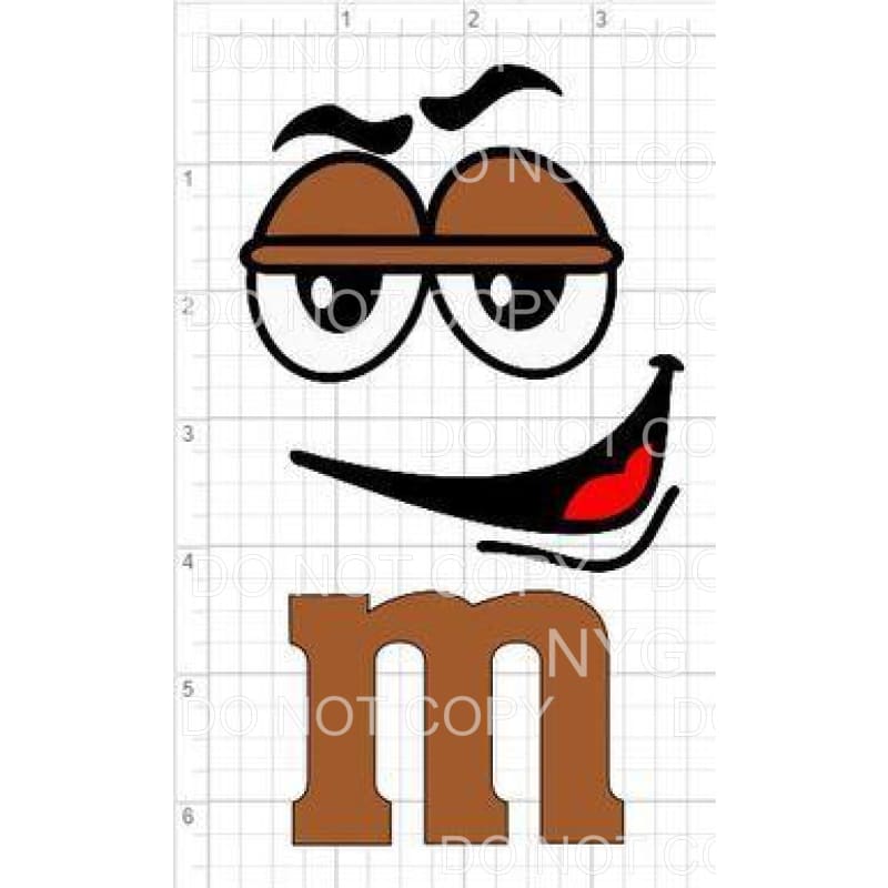 M&M Silly Face Brown Sublimation transfers - Heat Transfer