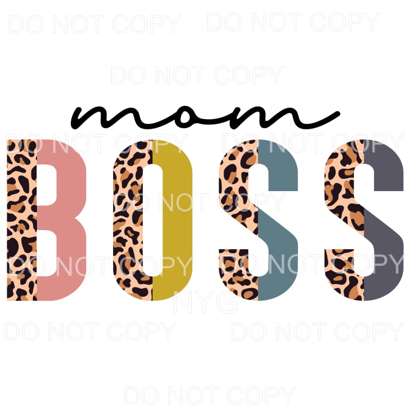 Mom Boss Half Leopard Sublimation transfers - Heat Transfer