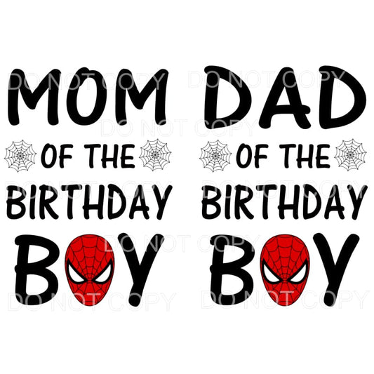 Mom dad sister etc of the Birthday Boy Sublimation transfers