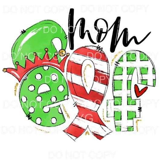 Mom Elf Red Green Sublimation transfers - Heat Transfer