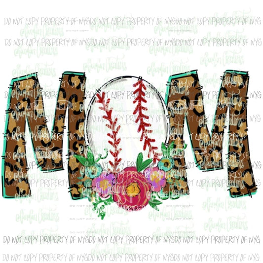 mom leopard baseball hand drawn Sublimation transfers Heat Transfer