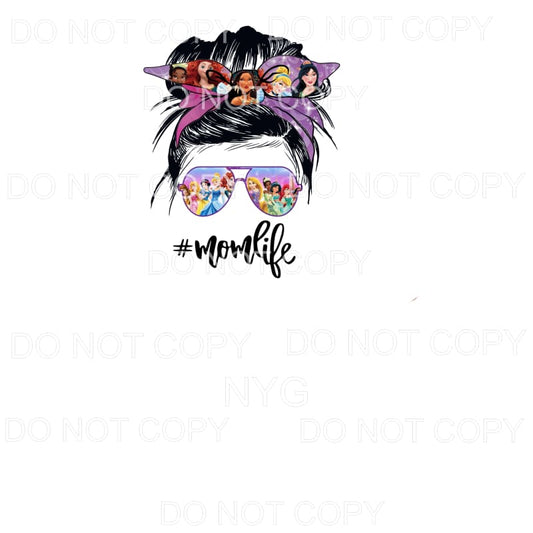Mom Life Messy Bun Disney Princess Sublimation transfers - 