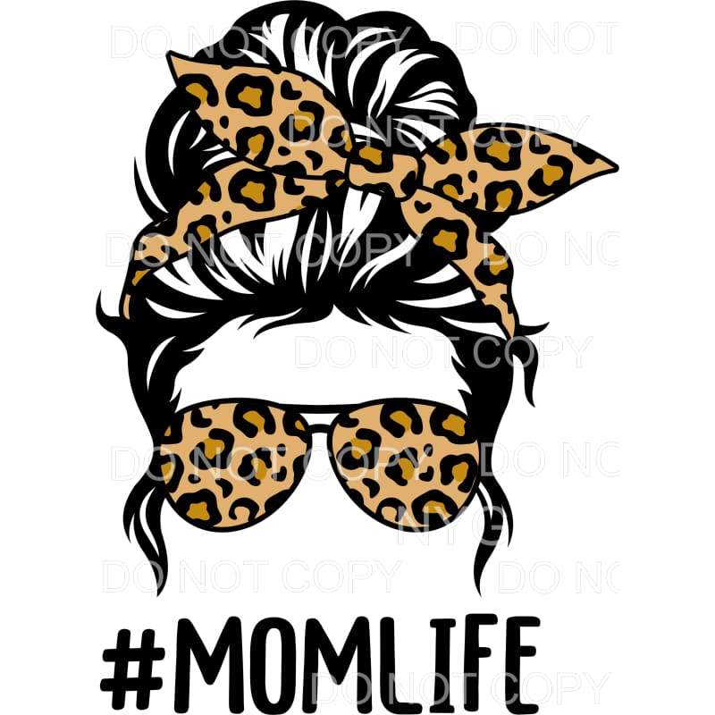 Mom Life Messy Bun Leopard Sublimation transfers - Heat 
