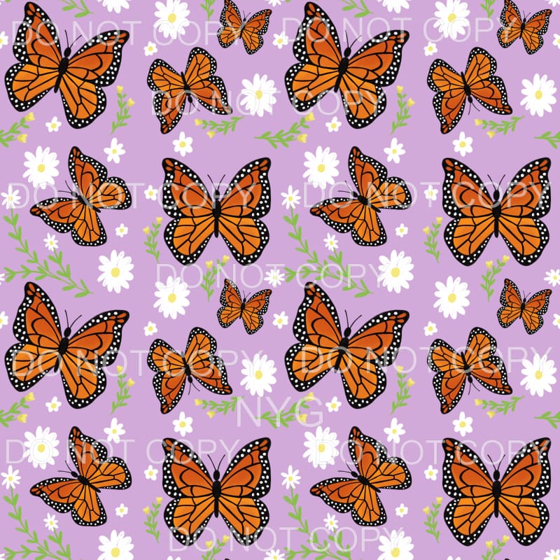 Monarch Butterfly Daisies Purple Sheet Sublimation transfers