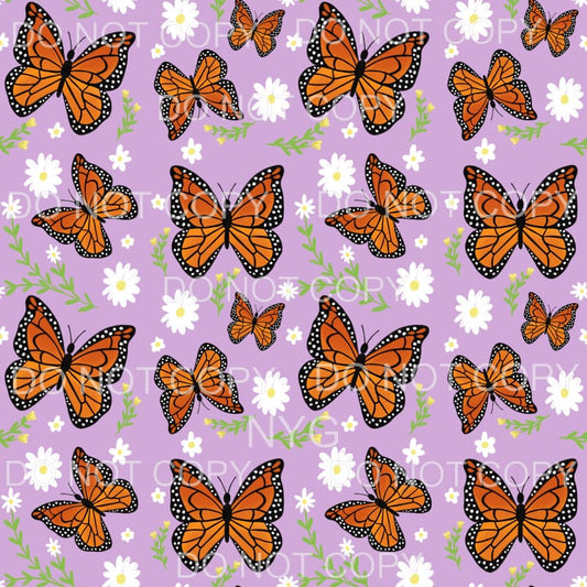 Monarch Butterfly Daisies Purple Sheet Sublimation transfers