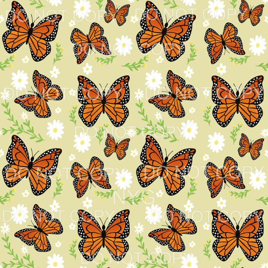 Monarch Butterfly Daisies Yellow Sheet Sublimation transfers