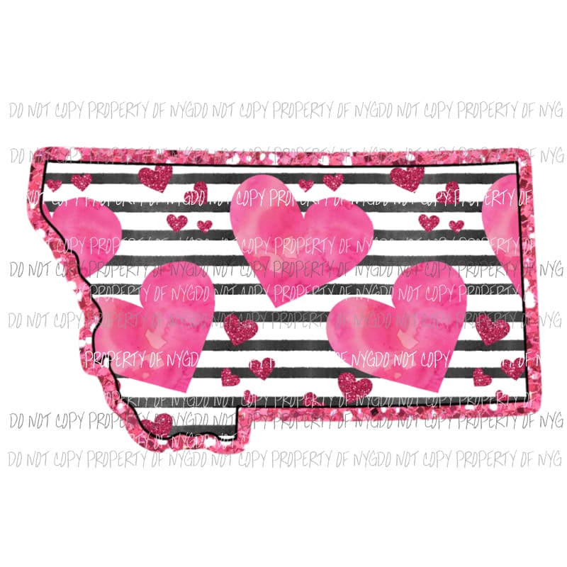 Montana pink hearts black stripes Sublimation transfers Heat Transfer