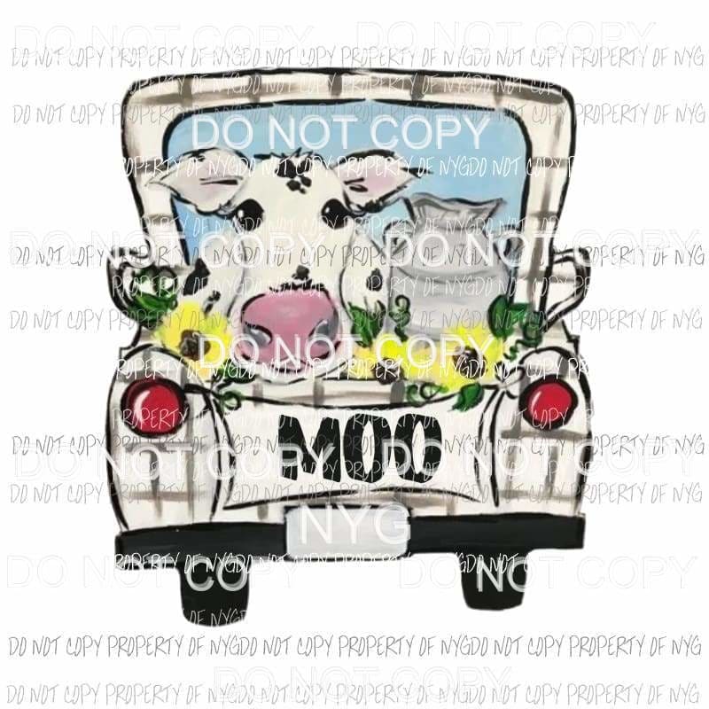 Moo Truck Cow Sunflowers Sublimation transfers Heat Transfer