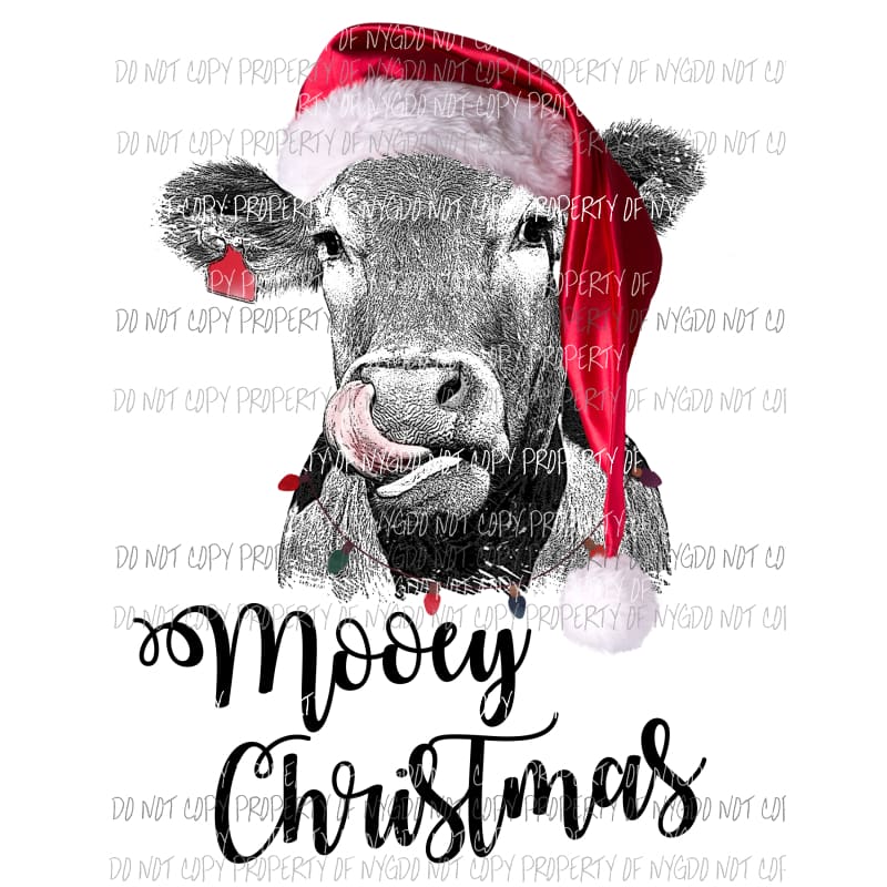Mooey Christmas cow Sublimation transfers Heat Transfer