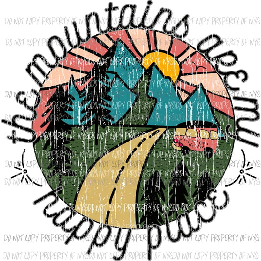 Mountains are my happy place Sublimation transfers Heat Transfer