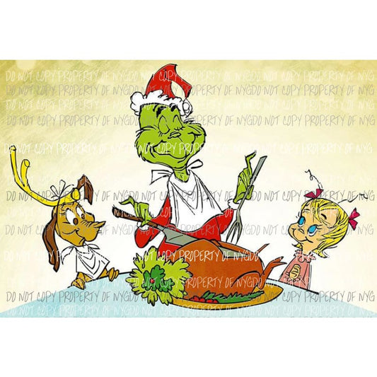 Mr Grinch Dinner Sublimation transfers Heat Transfer
