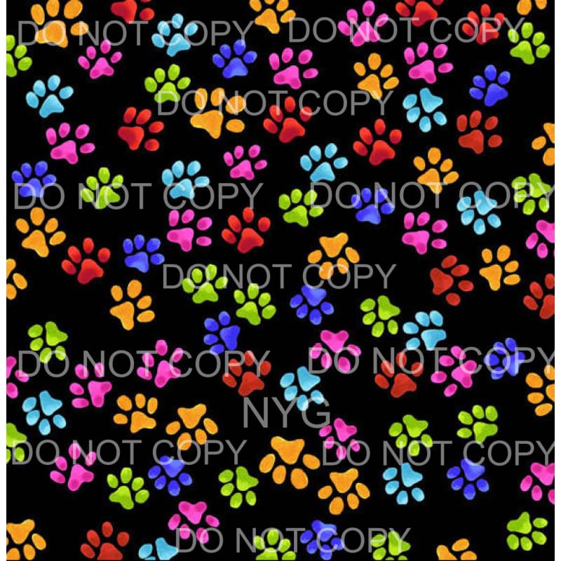 Multi Color Paw Prints Sheet Sublimation transfers - Heat 